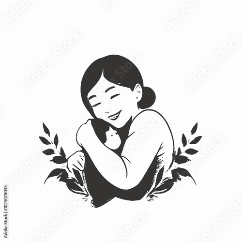 A mother tenderly holding and embracing her young child 