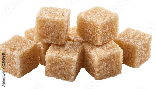 Brown Sugar Cubes Isolated On White Background PNG