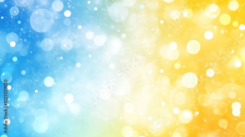 Light blue and yellow Christmas background. AI generated illustration.