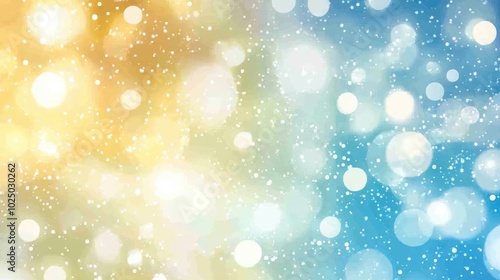 Light blue and yellow Christmas background. AI generated illustration.