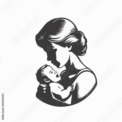 A mother tenderly holding and embracing her young child 