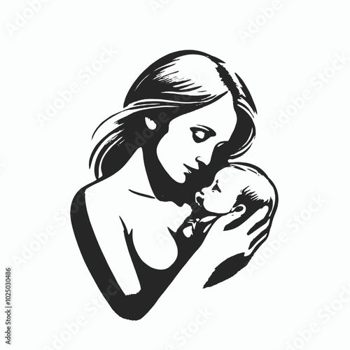A mother tenderly holding and embracing her young child 