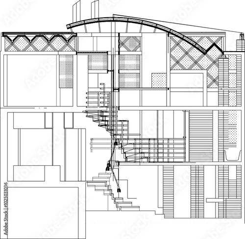 Vector sketch illustration of modern house building design silhouette