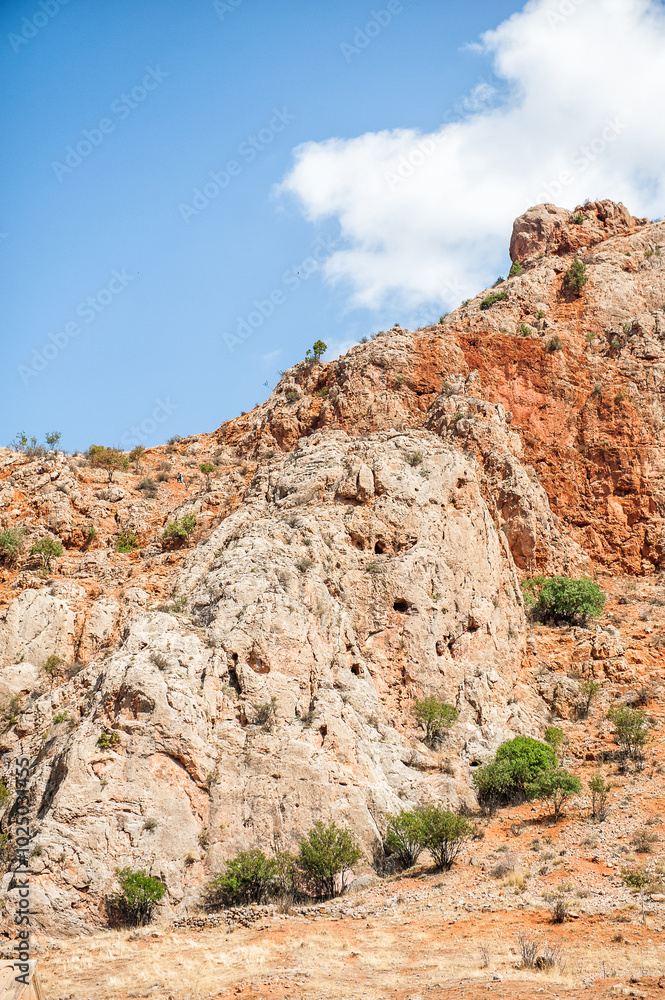 Fototapeta premium Scenic view of natural red rock cliffs formations