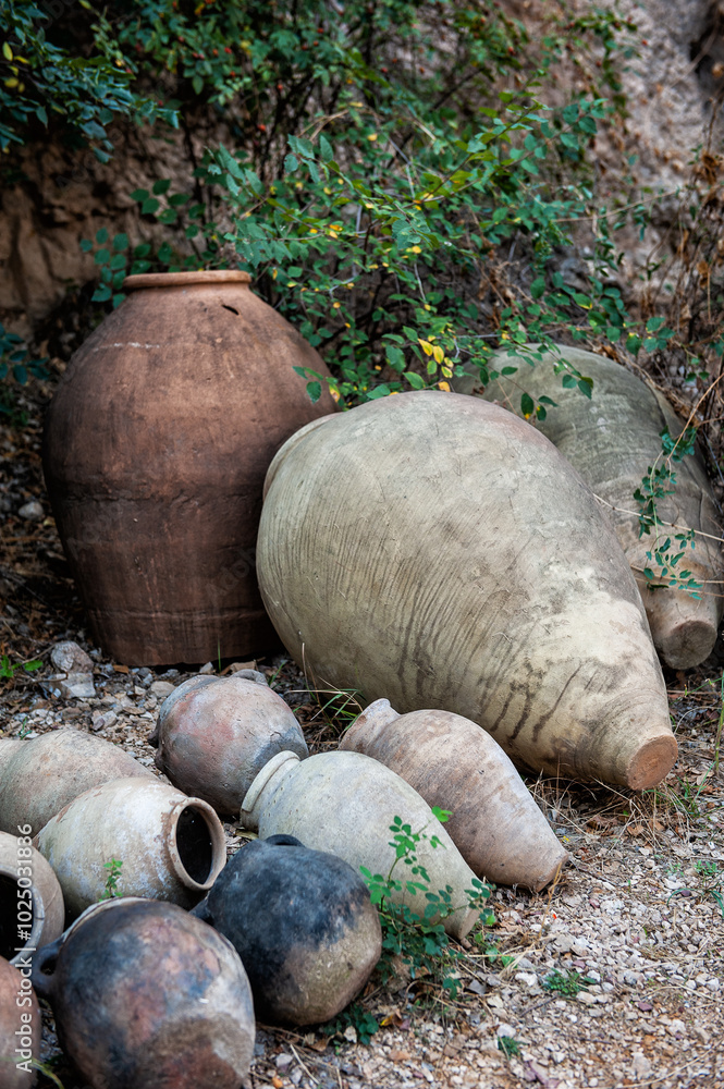 Ancient Armenian wine jugs used for traditional fermentation Ancient Armenian wine jugs used for traditional fermentation