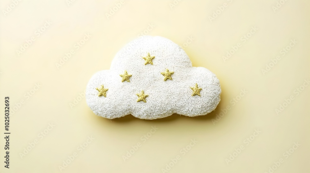 Fluffy wispy cloud with small golden stars resting on a peaceful pastel yellow background This serene dreamy and whimsical digital evokes a sense of wonder and tranquility Fluffy wispy cloud with small golden stars resting on a peaceful pastel yellow background This serene dreamy and whimsical digital evokes a sense of wonder and tranquility