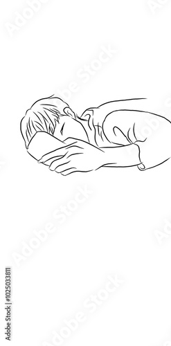 illustration of playing with a cellphone until he falls asleep