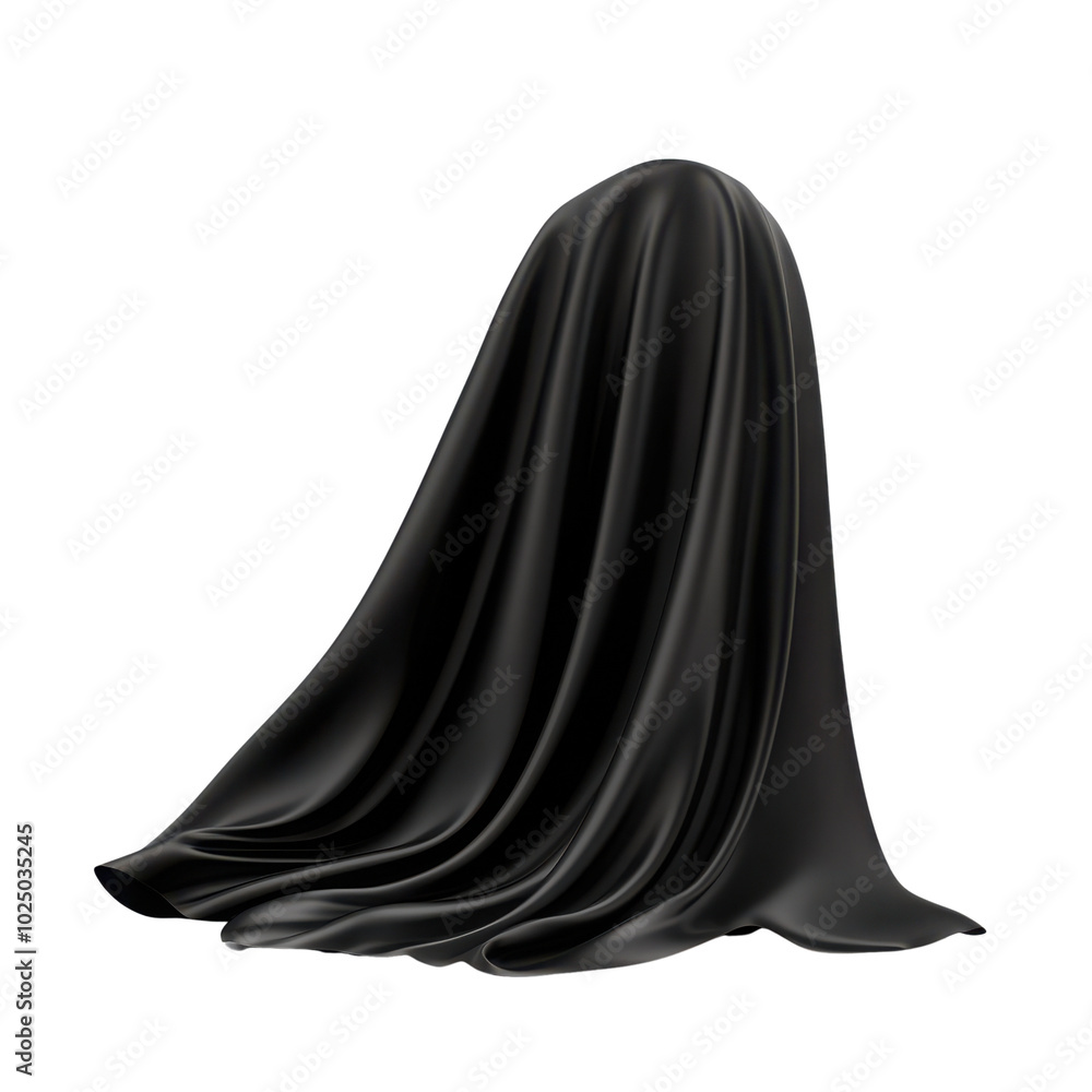 Black seamless draped fabric, isolated background. Black seamless draped fabric, isolated background.