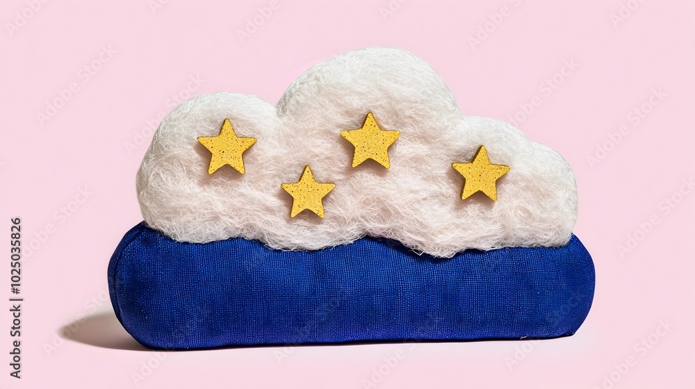 Obraz premium Ethereal and Captivating Starry Cloud Floating on a Soft Pastel Blue and Cream Gradient Background Creating a Serene and Dreamy Celestial Landscape