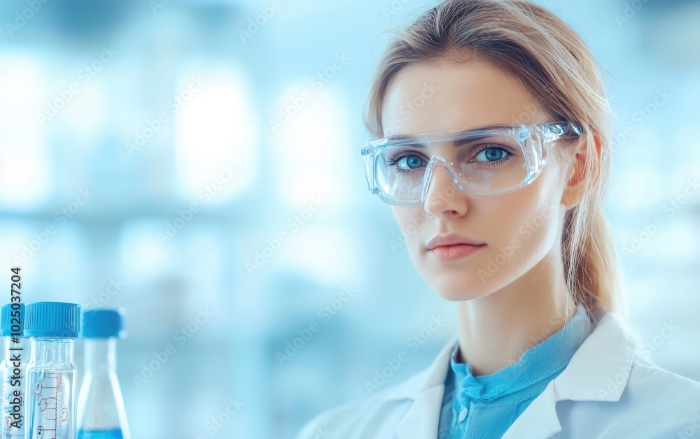 Biotechnology concept of a woman in genetic engineering and DNA research Bioengineering Biotechnology concept of a woman in genetic engineering and DNA research Bioengineering