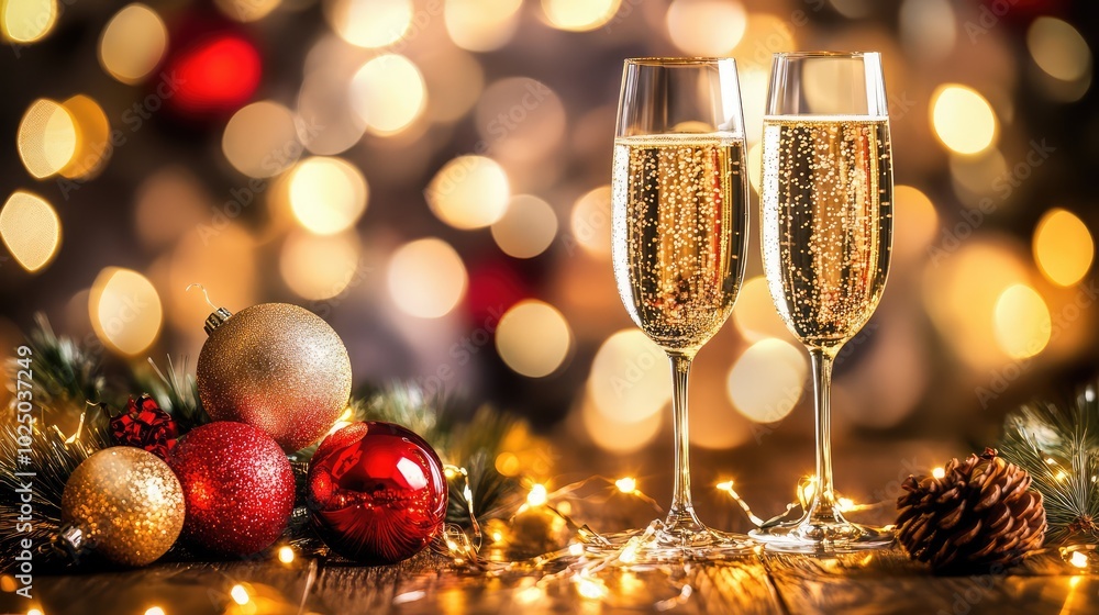 New Year's Celebration: Festive Attributes in Focus. AI generated illustration. New Year's Celebration: Festive Attributes in Focus. AI generated illustration.