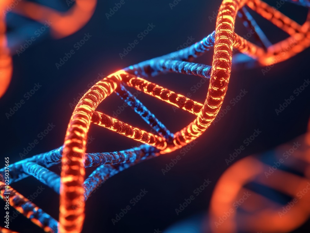 DNA strands illuminate a high-tech genetic research concept DNA strands illuminate a high-tech genetic research concept