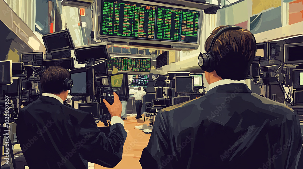 This image of a financial news anchor reporting from the stock exchange is highly sought after. This image of a financial news anchor reporting from the stock exchange is highly sought after.