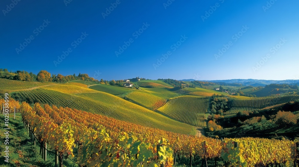 Fototapeta premium Golden Harvest Rolling Hills Vineyard Views
