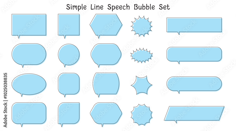 Simple Line Speech Bubble Set - Perfect for Dialogue, Frames, Clouds, and Doodle Designs Simple Line Speech Bubble Set - Perfect for Dialogue, Frames, Clouds, and Doodle Designs