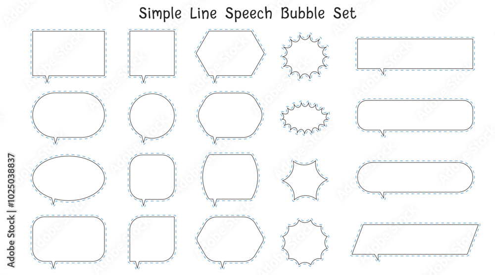 Simple Line Speech Bubble Set - Perfect for Dialogue, Frames, Clouds, and Doodle Designs Simple Line Speech Bubble Set - Perfect for Dialogue, Frames, Clouds, and Doodle Designs