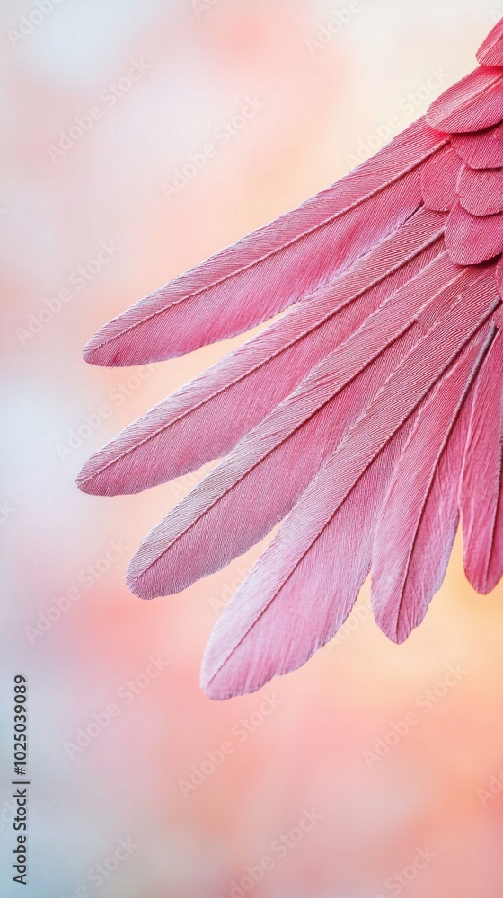 Naklejka premium Delicate pink feathers against a soft blurred background.