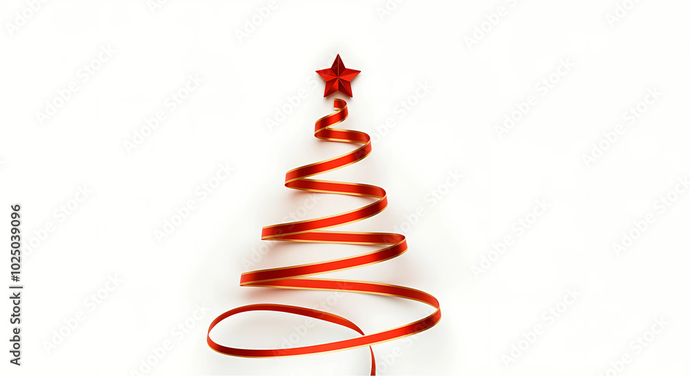 ribbon christmas tree, minimalist design, white background, generative ai ribbon christmas tree, minimalist design, white background, generative ai
