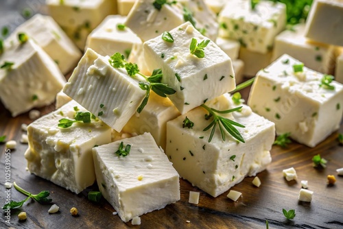 Aerial View of Feta Cheese on Transparent Background for Culinary Use