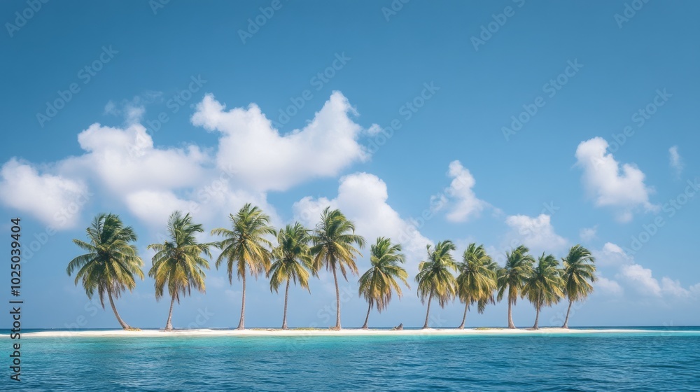 Obraz premium Paradise Found Tropical Island Escape with Palm Trees and Azure Waters
