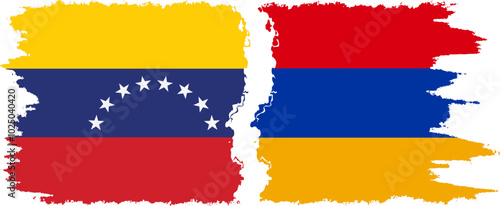 Armenia and Venezuela grunge flags connection, vector