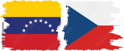 Czech and Venezuela grunge flags connection, vector