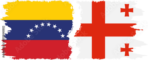 Georgia and Venezuela grunge flags connection, vector