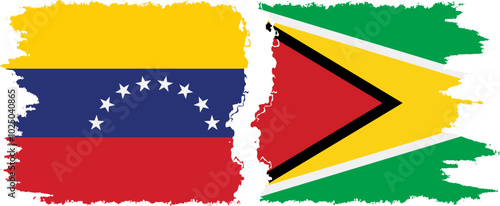 Free Download Guyana and Venezuela grunge flags connection, vector - GFXLoad