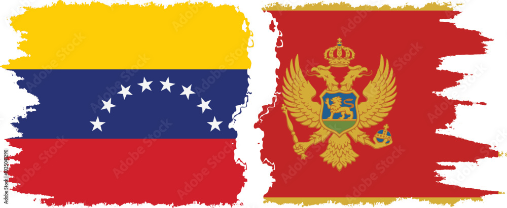 Montenegro and Venezuela grunge flags connection, vector Montenegro and Venezuela grunge flags connection, vector