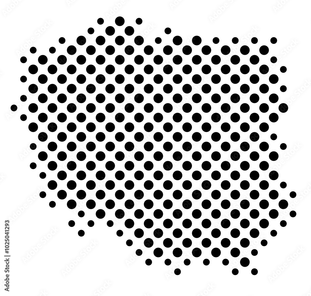 Map of Poland with a pattern of black circles like a chessboard Map of Poland with a pattern of black circles like a chessboard