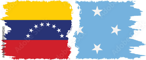 Federated States of Micronesia and Venezuela grunge flags connection, vector