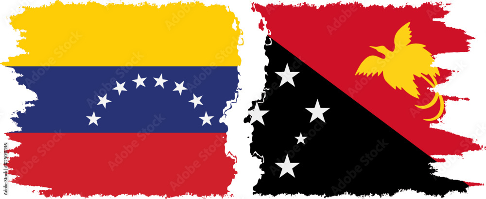Papua New Guinea and Venezuela grunge flags connection, vector Papua New Guinea and Venezuela grunge flags connection, vector
