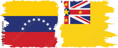 Free Download Niue and Venezuela grunge flags connection, vector - GFXLoad
