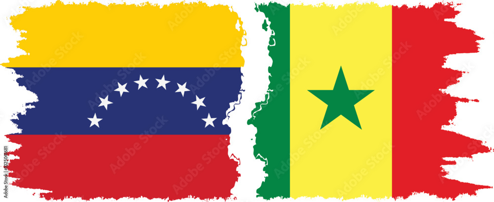 Senegal and Venezuela grunge flags connection, vector Senegal and Venezuela grunge flags connection, vector