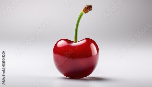 Minimalistic Concept. Cherry with a Unique Woven Stem. Symbolizing Creativity, Innovation, and Modern Organic Design