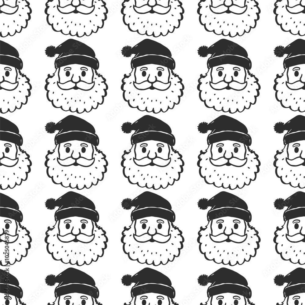 Seamless Christmas Santa Claus vector pattern for festive design Seamless Christmas Santa Claus vector pattern for festive design