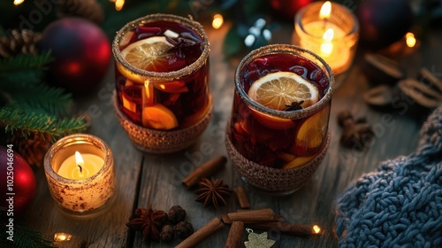 Christmas Mulled Wine Cups -- AI generated illustration.