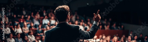 Wallpaper Mural Public speaker engaging audience with dynamic presentation and supportive crowd in a modern venue. Torontodigital.ca