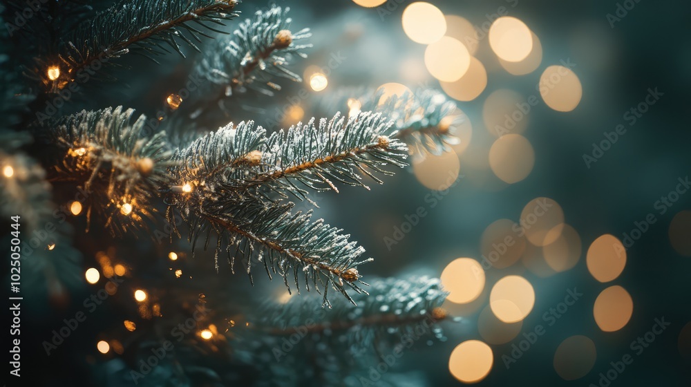 Wonderful Christmas Lights on Hazy Fir Tree -- AI generated illustration. Wonderful Christmas Lights on Hazy Fir Tree -- AI generated illustration.