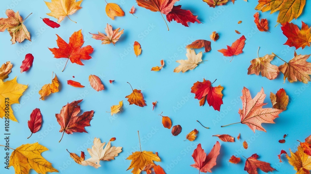 Beautiful bright colorful autumn leaves falling in the air isolated on blue background. Zero gravity or levitation autumn conception. High resolution image.
Beautiful bright colorful autumn leaves falling in the air isolated on blue background. Zero gravity or levitation autumn conception. High resolution image.