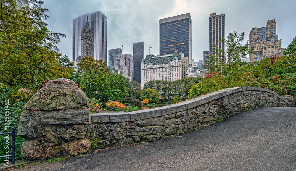 Gapstow Bridge in Central Park, early morning Gapstow Bridge in Central Park, early morning