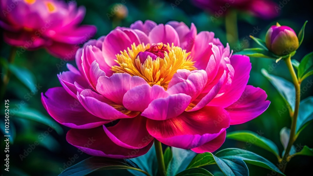 Obraz premium Beautiful Open Peony Flower Bloom with Soft Petals in Full Bloom Perfect for Nature and Floral Photography Projects