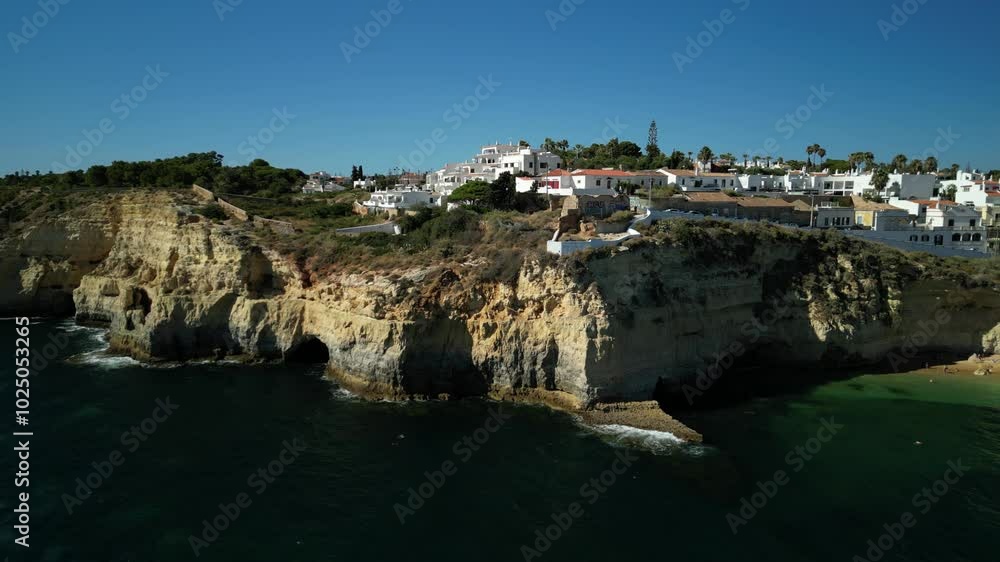 Aerial video at Carvoeiro, Algarve, Portugal 