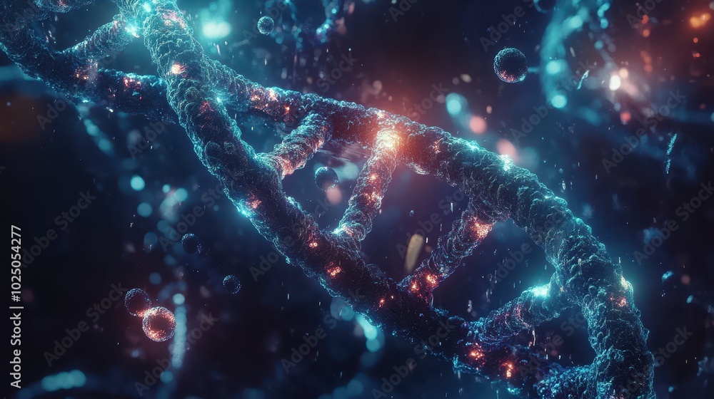 Glowing DNA Strand with Nucleotides in Low Resolution Glowing DNA Strand with Nucleotides in Low Resolution