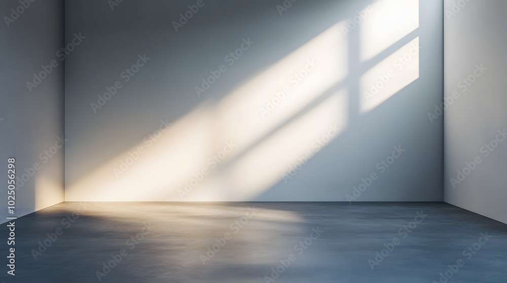 1. A clean and modern studio scene featuring a spotlight illuminating a grey floor, set against a soft white and gray backdrop, creating a versatile space for photography or presentations 1. A clean and modern studio scene featuring a spotlight illuminating a grey floor, set against a soft white and gray backdrop, creating a versatile space for photography or presentations