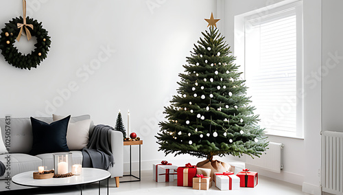 Wallpaper Mural christmas tree adorned stars festive decorations Torontodigital.ca