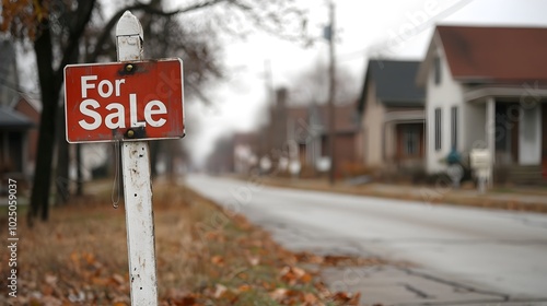 Desolate Neighborhood with Empty Homes and For Sale Signs - Illustrating Buyer Hesitancy Amid Housing Oversupply and Economic Recession