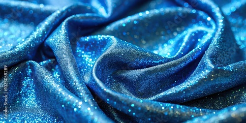 Luxurious blue glitter textile