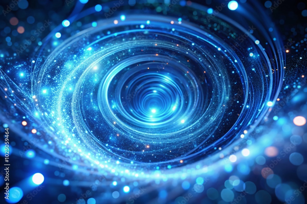 Blue Light Spiral with Glowing Particles Creating a Dynamic Vortex Effect on Dark Background for Abstract Visuals Blue Light Spiral with Glowing Particles Creating a Dynamic Vortex Effect on Dark Background for Abstract Visuals