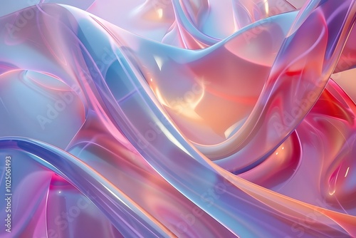 Wallpaper Mural Ethereal Waves of Colorful Translucence in Abstract Design Torontodigital.ca